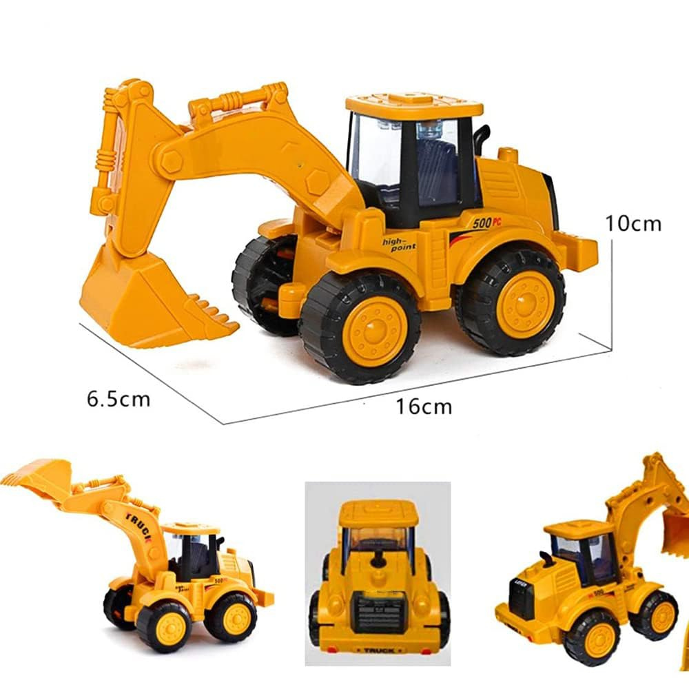 Friction Powered JCB Truck Building Construction Toy Set – Excavator Loader Toy with Movable Parts, Durable Construction Vehicle for Kids 2 PCS