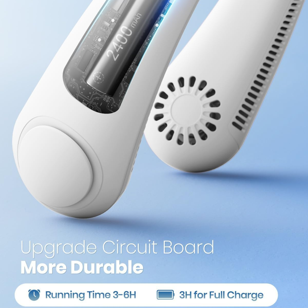 Rechargeable Bladeless Neck Fan | Portable Hands-Free Personal Cooling Fan with USB Charging for Travel, Office & Outdoor