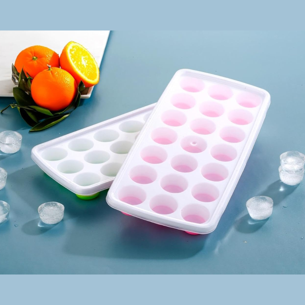 Round Ice Cube Tray with Lid | 21 Grid Ice Ball Mold Tray for Freezer | Easy Release Ice Maker for Juice, Cocktails & Drinks