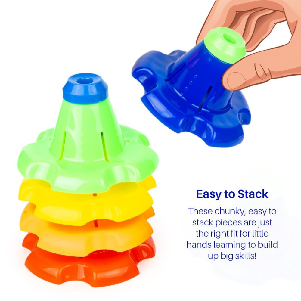 Tiny Tots 5 in 1 Gift Set for Babies – Montessori Learning Toy Combo with Ball Drop Tower, Shape Sorter, Stacking Rings and Activity Toys for Toddlers