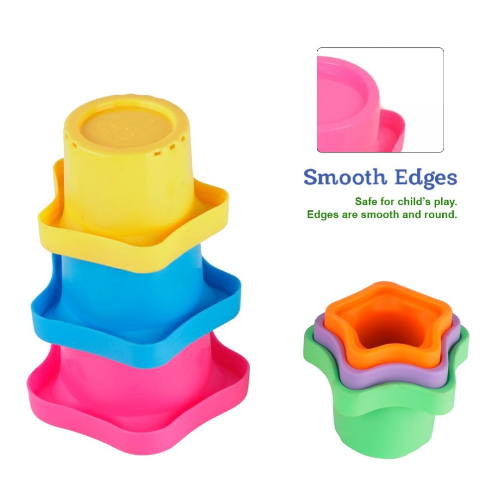Tiny Tots 5 in 1 Gift Set for Babies – Montessori Learning Toy Combo with Ball Drop Tower, Shape Sorter, Stacking Rings and Activity Toys for Toddlers