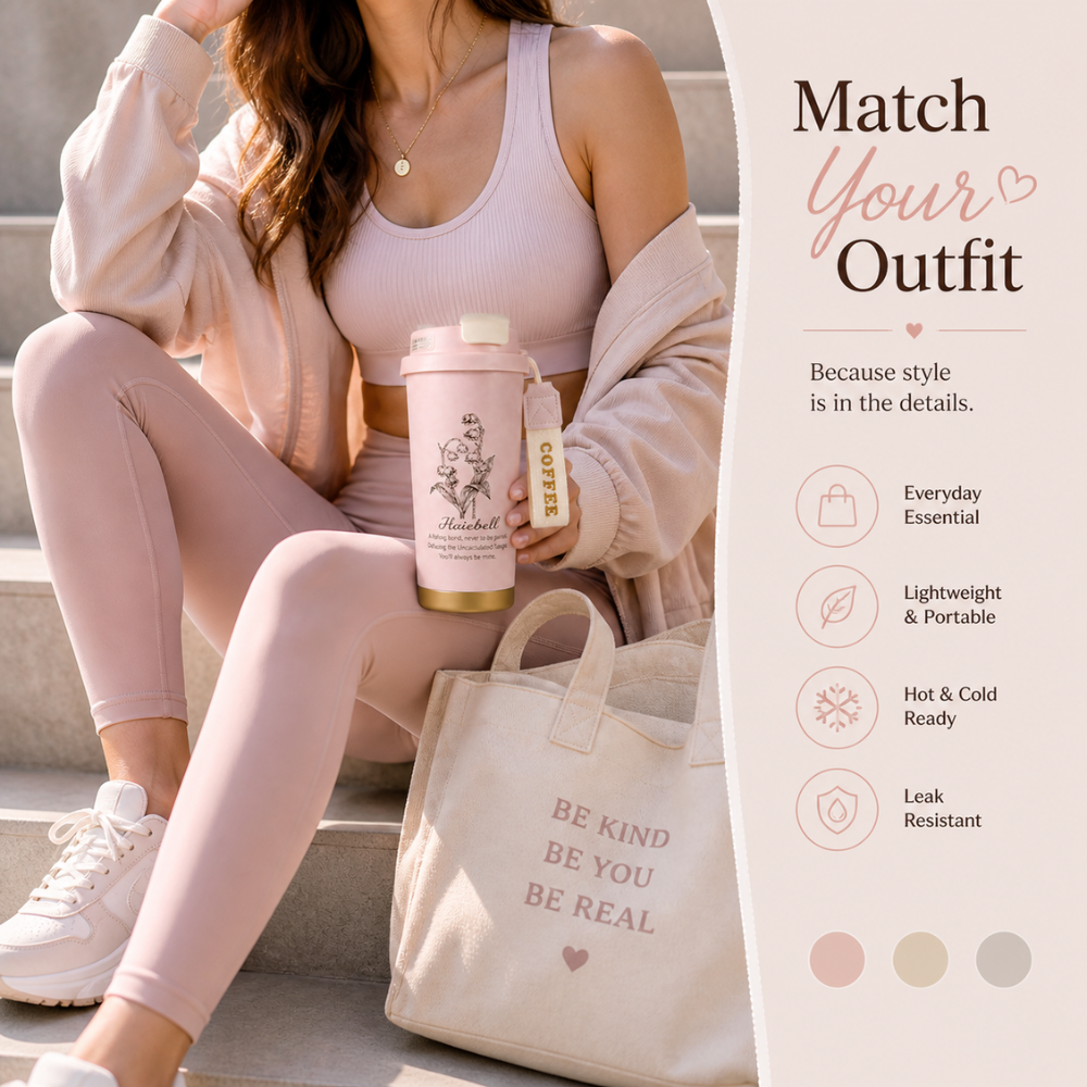 Haiebell 500ML Aesthetic Coffee Tumbler – Hot & Cold Vacuum Mug