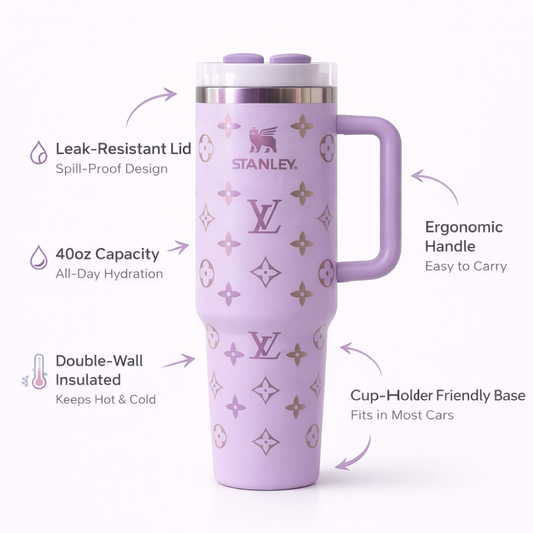 Lavender LV Print Insulated Stanley Tumbler  1.18L