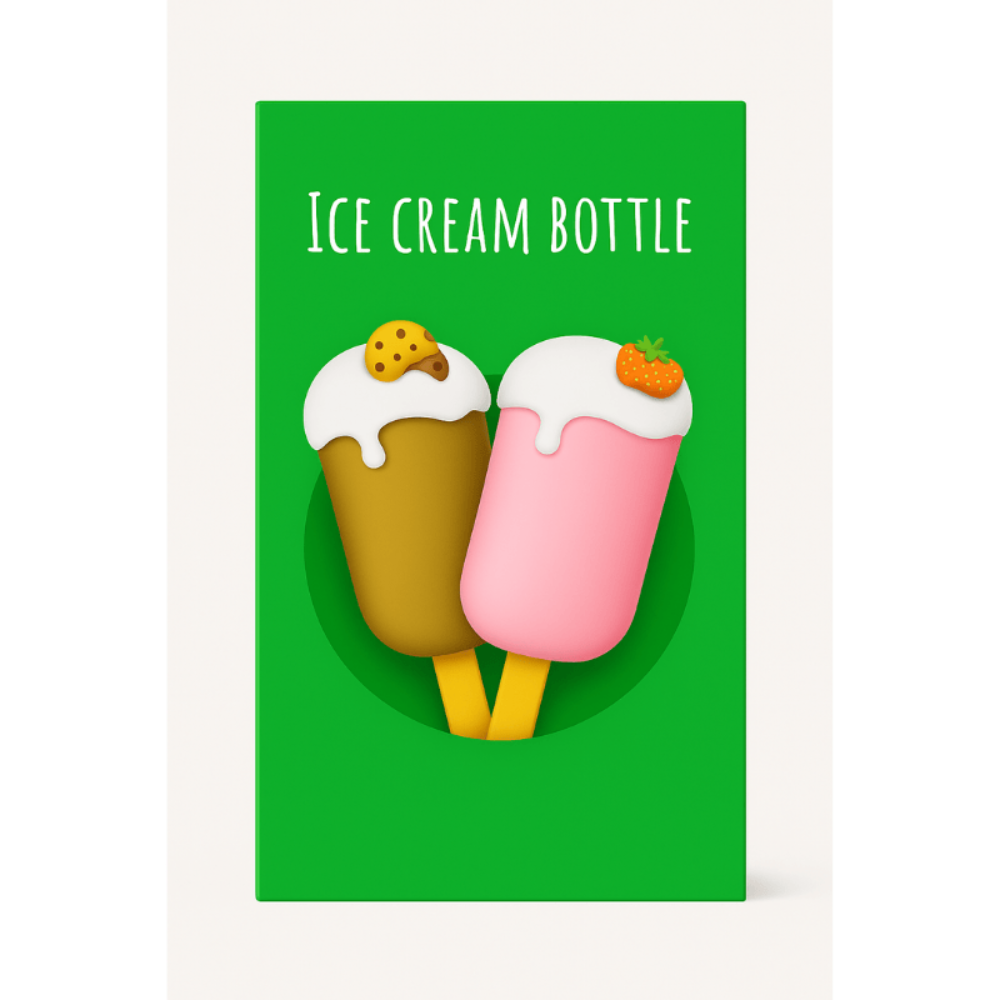 Ice Cream Kids Water Bottle with Straw And Belt 400ml | Cute Cartoon Leakproof Bottle for School, Travel & Outdoor