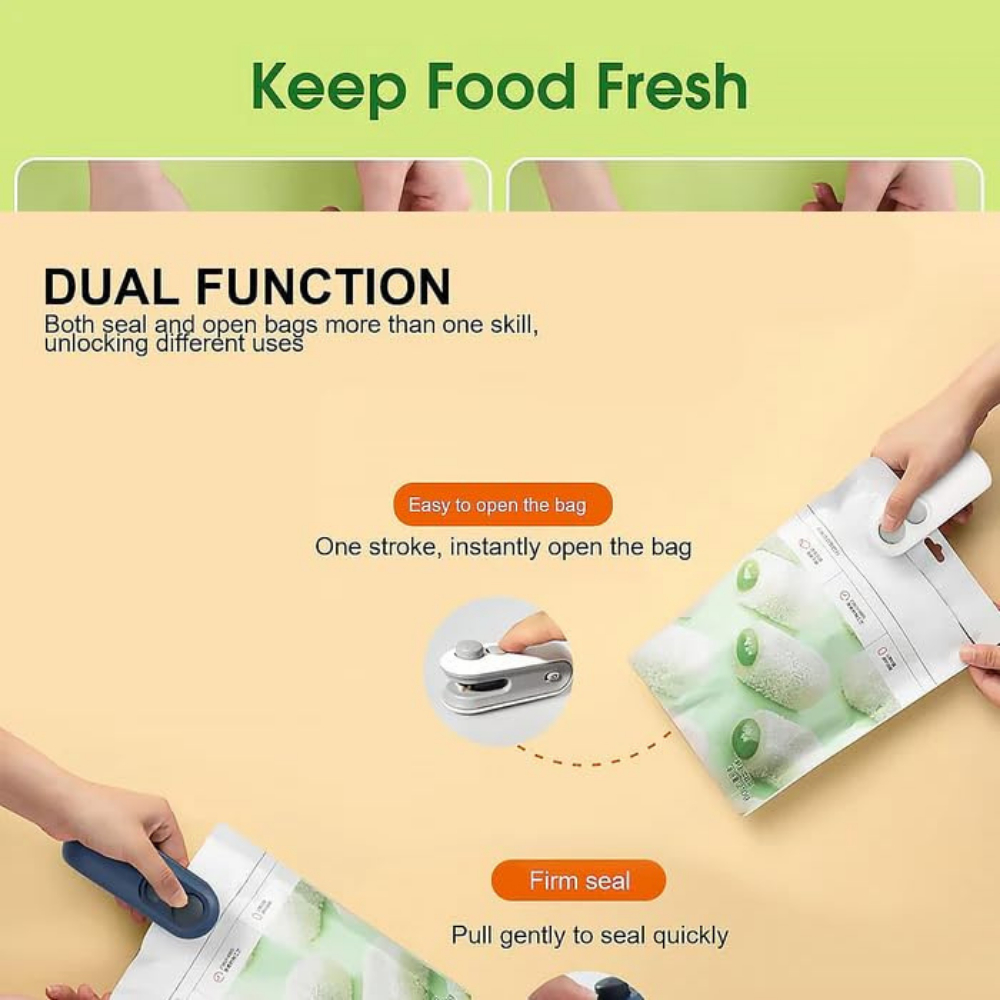 2 in 1 Mini Sealer & Cutter Machine | Portable USB Rechargeable Plastic Bag Heat Sealer for Food Storage & Kitchen Use