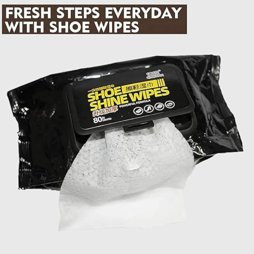 Shoe Cleaning Wipes 80 Pcs | Instant Shoe Shine & Sneaker Cleaning Wet Wipes for Leather, Sports & Casual Shoes