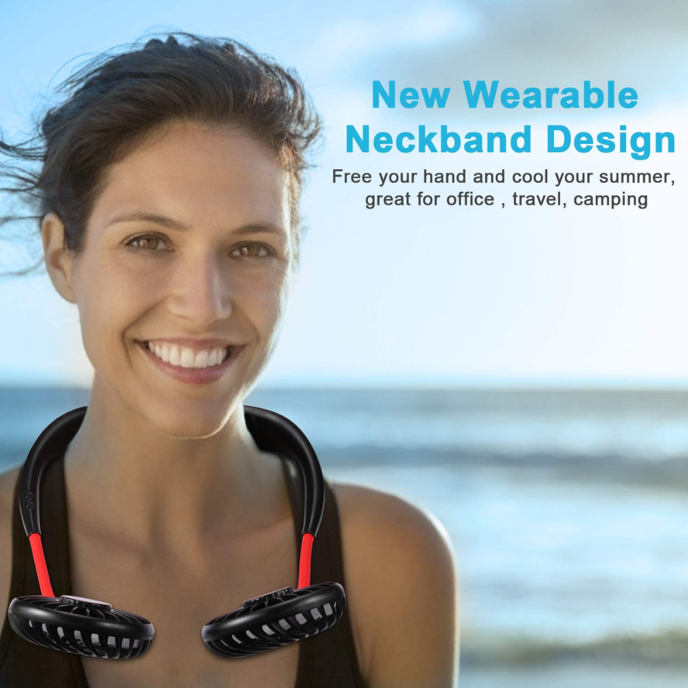Wearable Sport Neck Fan | USB Rechargeable Hands-Free Portable Cooling Fan for Travel, Gym, Office & Outdoor