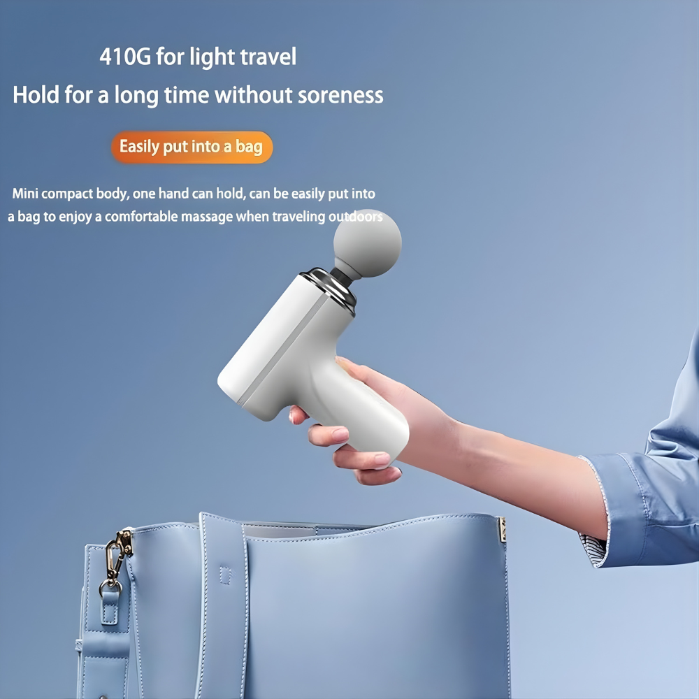 Mini Deep Tissue Massage Gun for Muscle Recovery – Portable Handheld Body Massager with 4 Heads