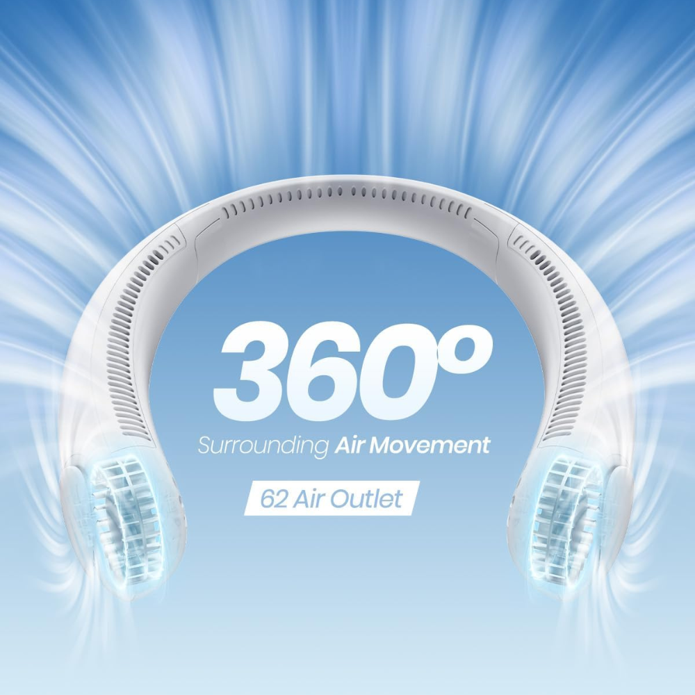 Rechargeable Bladeless Neck Fan | Portable Hands-Free Personal Cooling Fan with USB Charging for Travel, Office & Outdoor