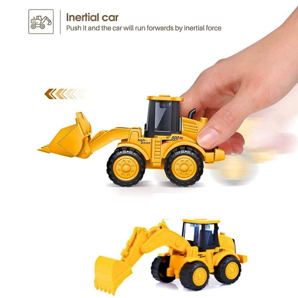 Friction Powered JCB Truck Building Construction Toy Set – Excavator Loader Toy with Movable Parts, Durable Construction Vehicle for Kids 2 PCS