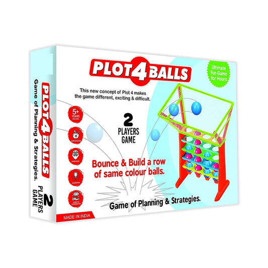 Plot 4 Balls Strategy Game – 2 Player Bounce and Connect Game, Color Ball Drop Board Game for Kids and Family