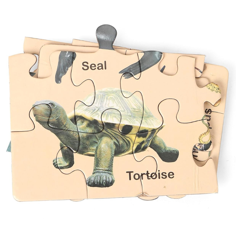 Knowledge Bank 2 Educational Puzzle Set – 8 Different Jigsaw Puzzle Combo with Fruits, Animals, Flowers, Transport and Learning Cards for Kids