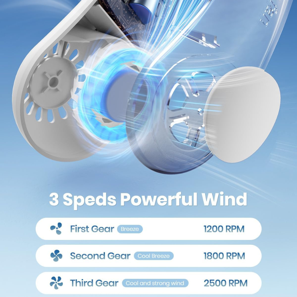 Rechargeable Bladeless Neck Fan | Portable Hands-Free Personal Cooling Fan with USB Charging for Travel, Office & Outdoor