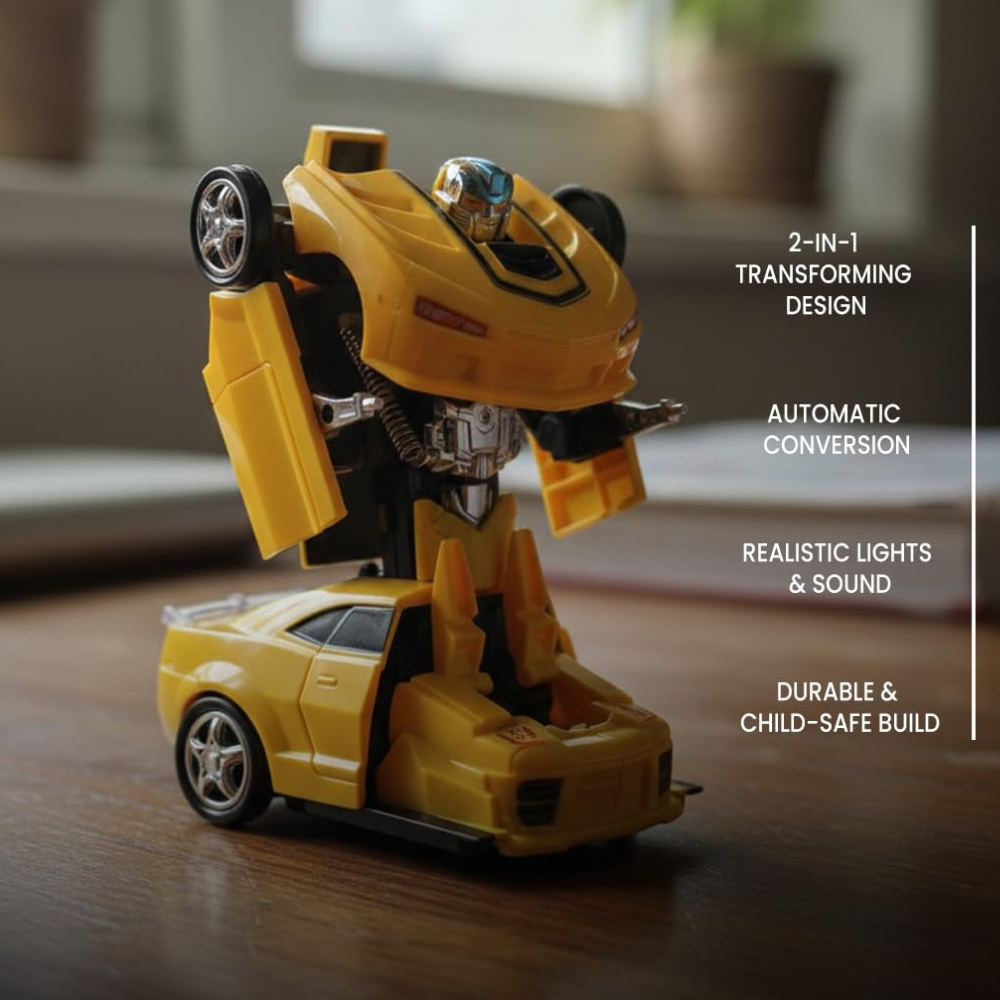 Transforming Robot Car Toy | 2 in 1 Car to Robot Convertible Toy for Kids | Automatic Transform Car Toy