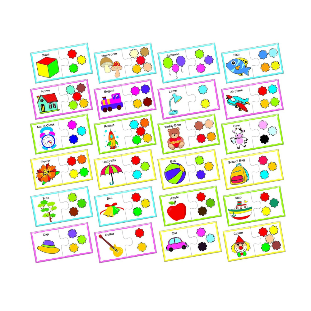 Knowledge Bank 1 Educational Puzzle Set – 5 Different Jigsaw Puzzle Combo with Alphabet, Numbers, Shapes, Colors and Body Parts for Kids