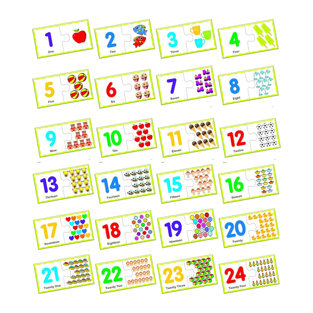 Knowledge Bank 1 Educational Puzzle Set – 5 Different Jigsaw Puzzle Combo with Alphabet, Numbers, Shapes, Colors and Body Parts for Kids