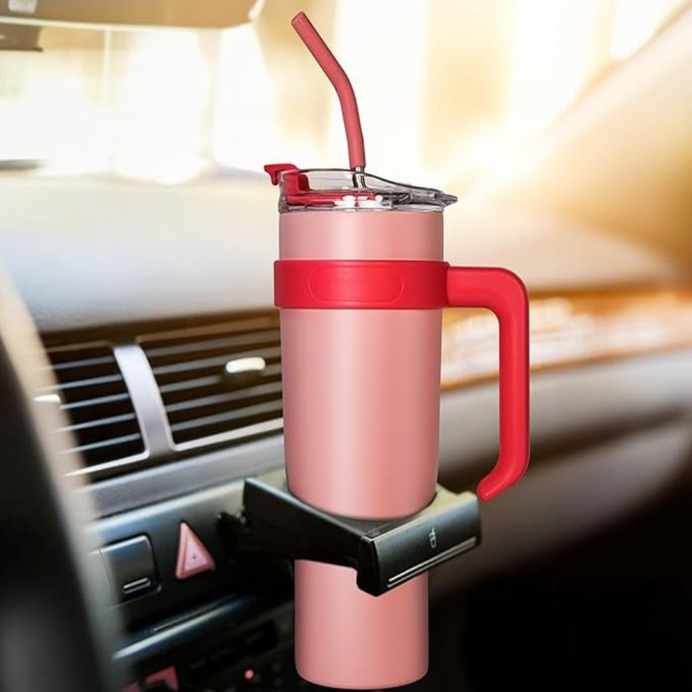 Light Mulberry Pink Insulated Tumbler without sticker 1.18L with Handle & Straw – Large Capacity Leak-Resistant Travel Cup for Iced Coffee, Water & Smoothies