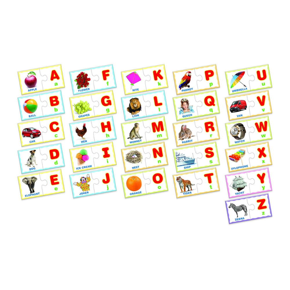 Knowledge Bank 1 Educational Puzzle Set – 5 Different Jigsaw Puzzle Combo with Alphabet, Numbers, Shapes, Colors and Body Parts for Kids