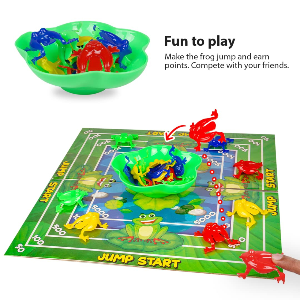 Jumping Frog Board Game for Kids – Classic Frog Launch Game with Fly Flicking Action, Family Tabletop Game for 2–4 Players