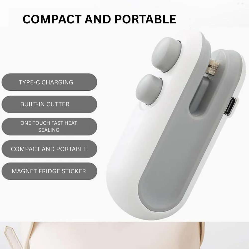 2 in 1 Mini Sealer & Cutter Machine | Portable USB Rechargeable Plastic Bag Heat Sealer for Food Storage & Kitchen Use