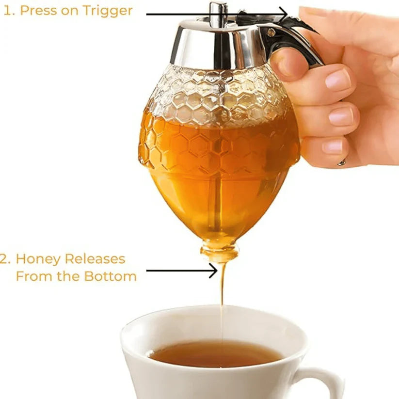 Aryclic Honey Dispenser with Stand | No-Drip Syrup and Honey Server
