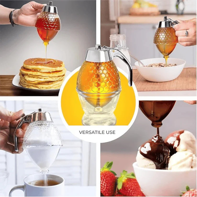 Aryclic Honey Dispenser with Stand | No-Drip Syrup and Honey Server