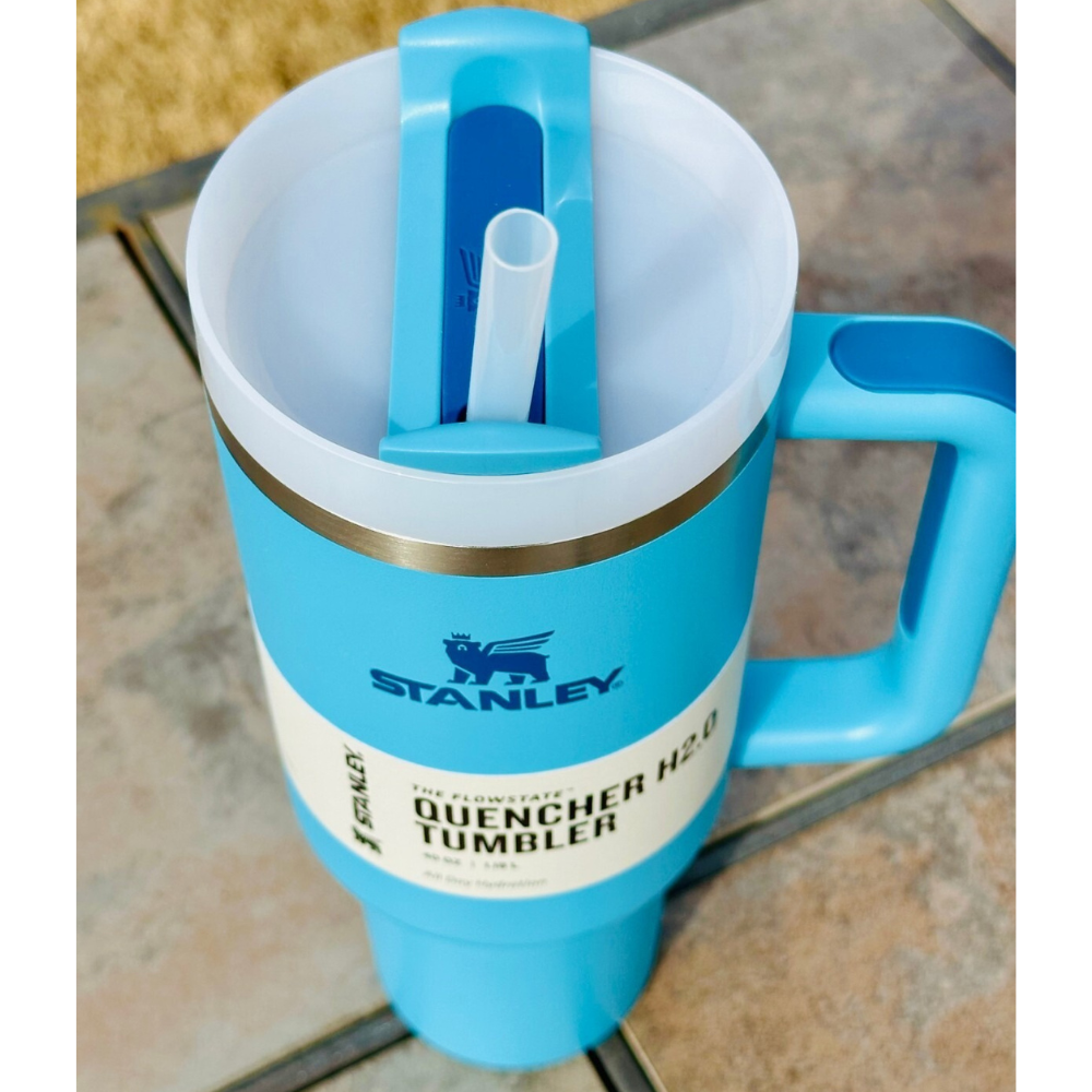 Stanley Lake Blue Insulated Tumbler 1.18L with Handle & Straw – Stainless Steel Vacuum Travel Mug for Hot & Cold Drinks