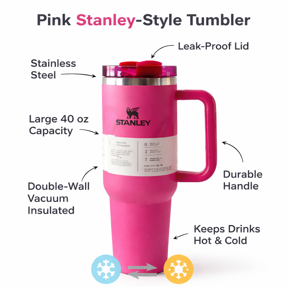 Barbie Pink Stanley Tumbler Insulated Cup 1.18L